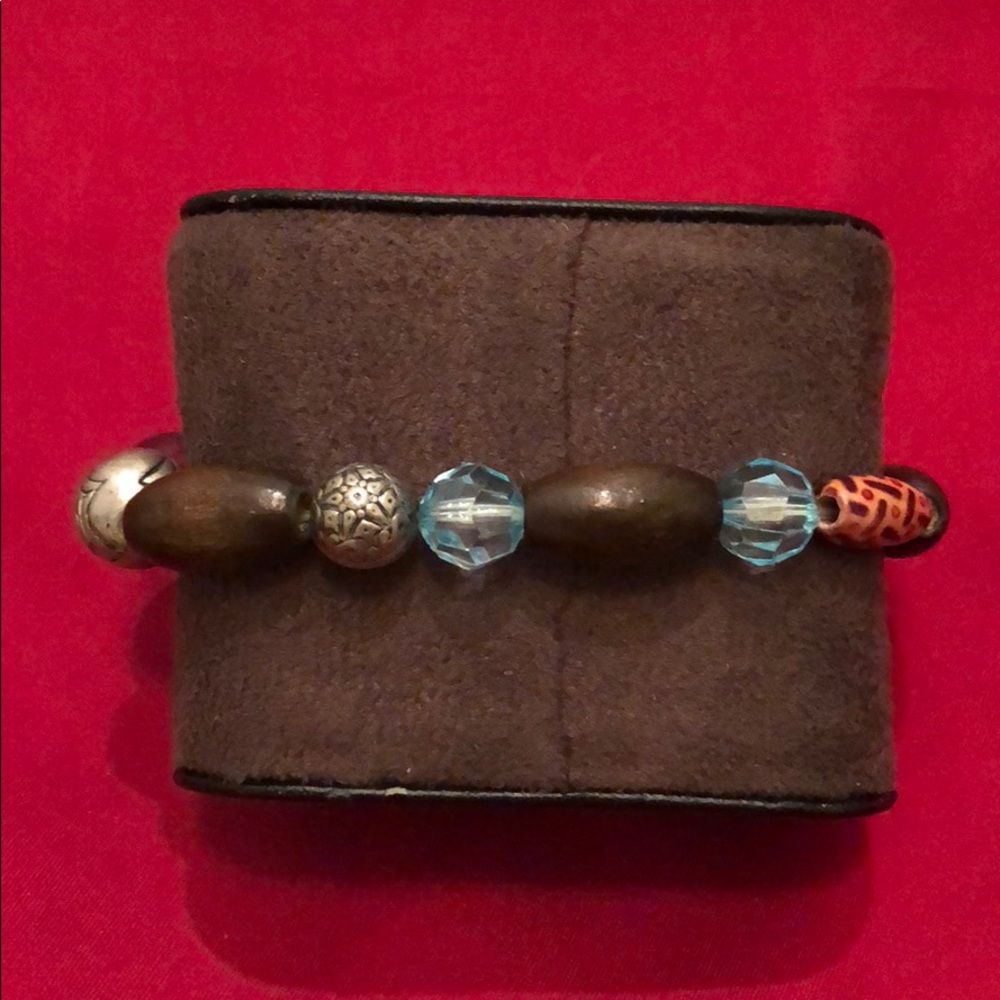 Brown and Blue Bead Bracelet